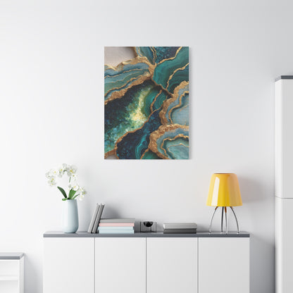 Malachite Emerald & Gold Geode Abstract Wall Art & Canvas Print