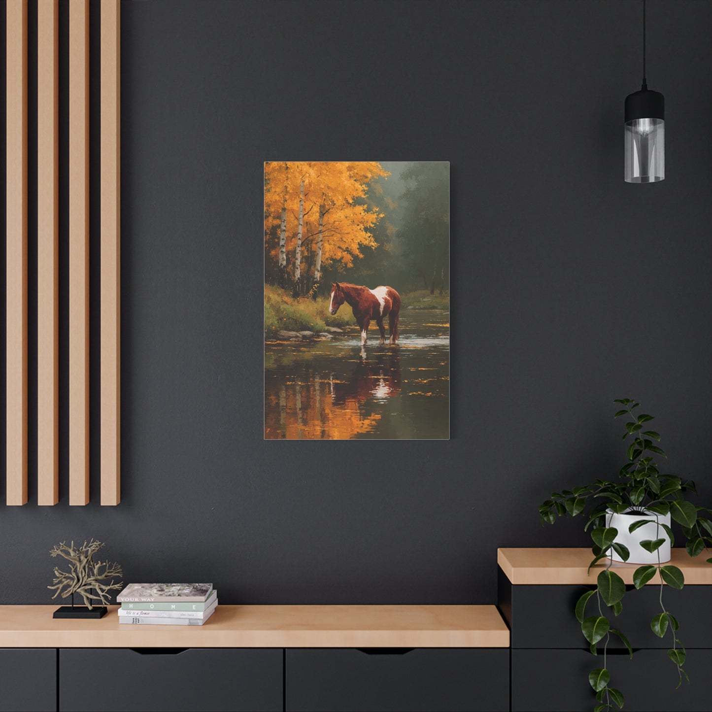 Painted Autumn Horse Landscape Wall Art & Canvas Print