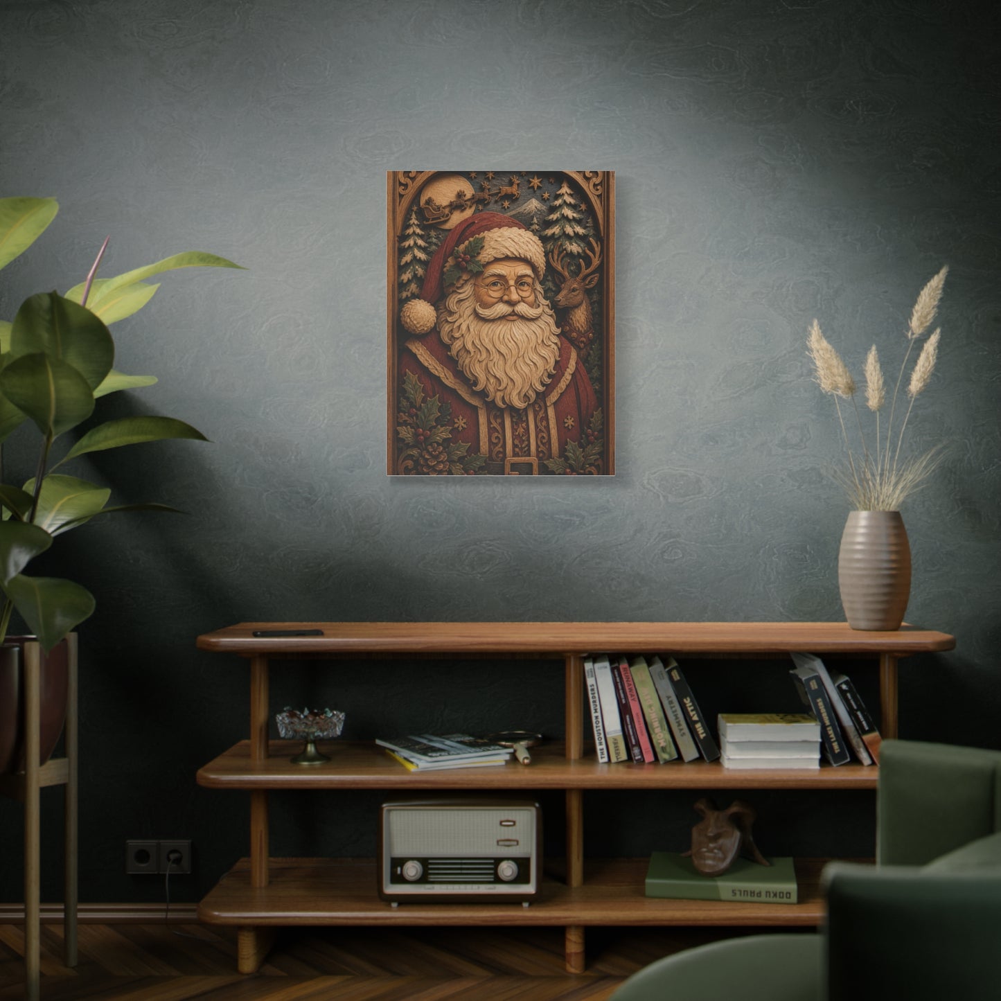 Layered Wooden Santa Relief Wall Art & Canvas Print