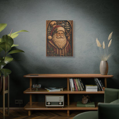 Layered Wooden Santa Relief Wall Art & Canvas Print