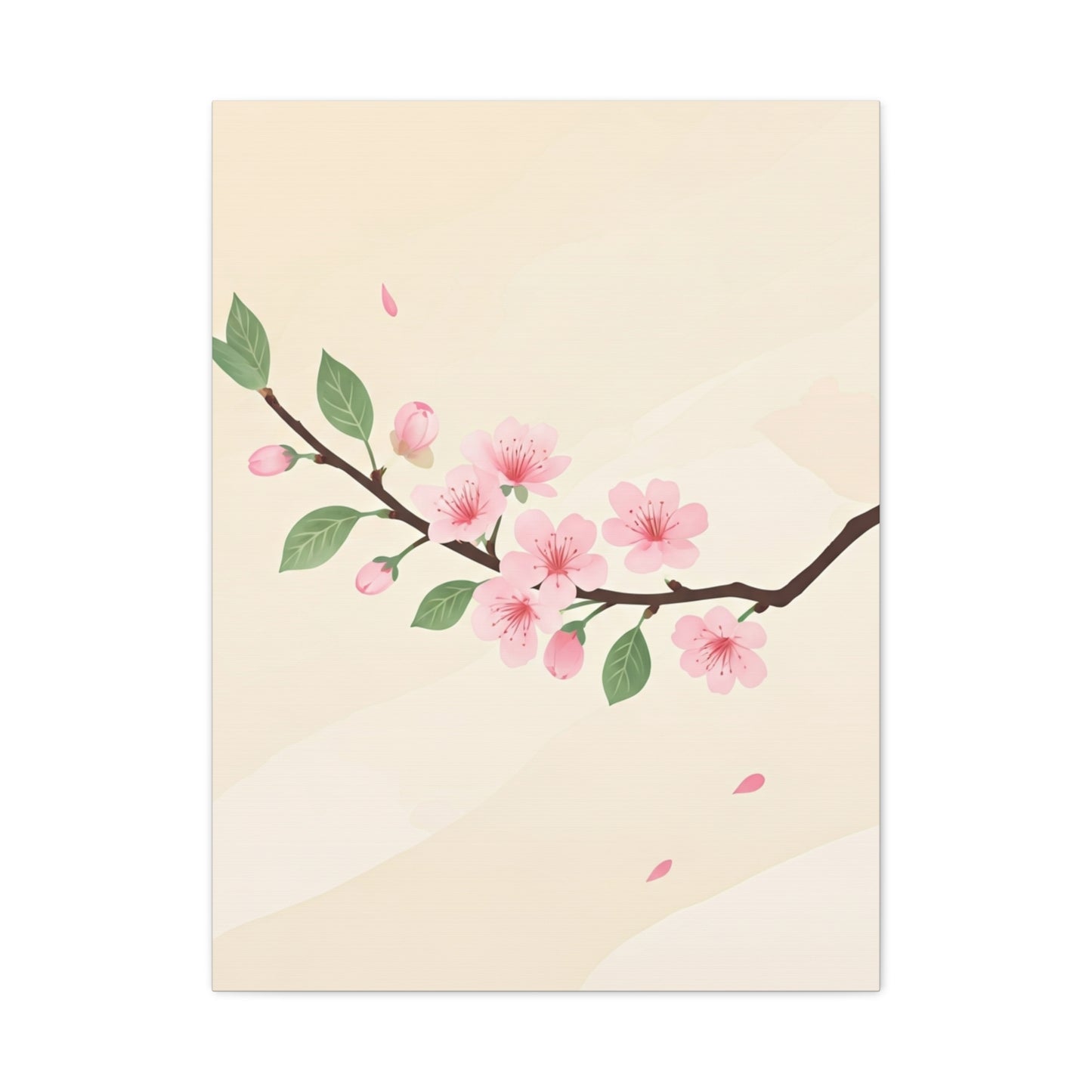 Minimal Sakura Branch Botanical Illustration Wall Art & Canvas Prints