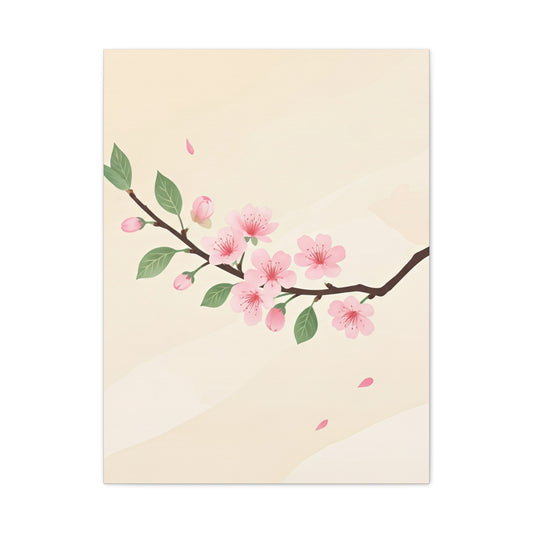 Minimal Sakura Branch Botanical Illustration Wall Art & Canvas Prints