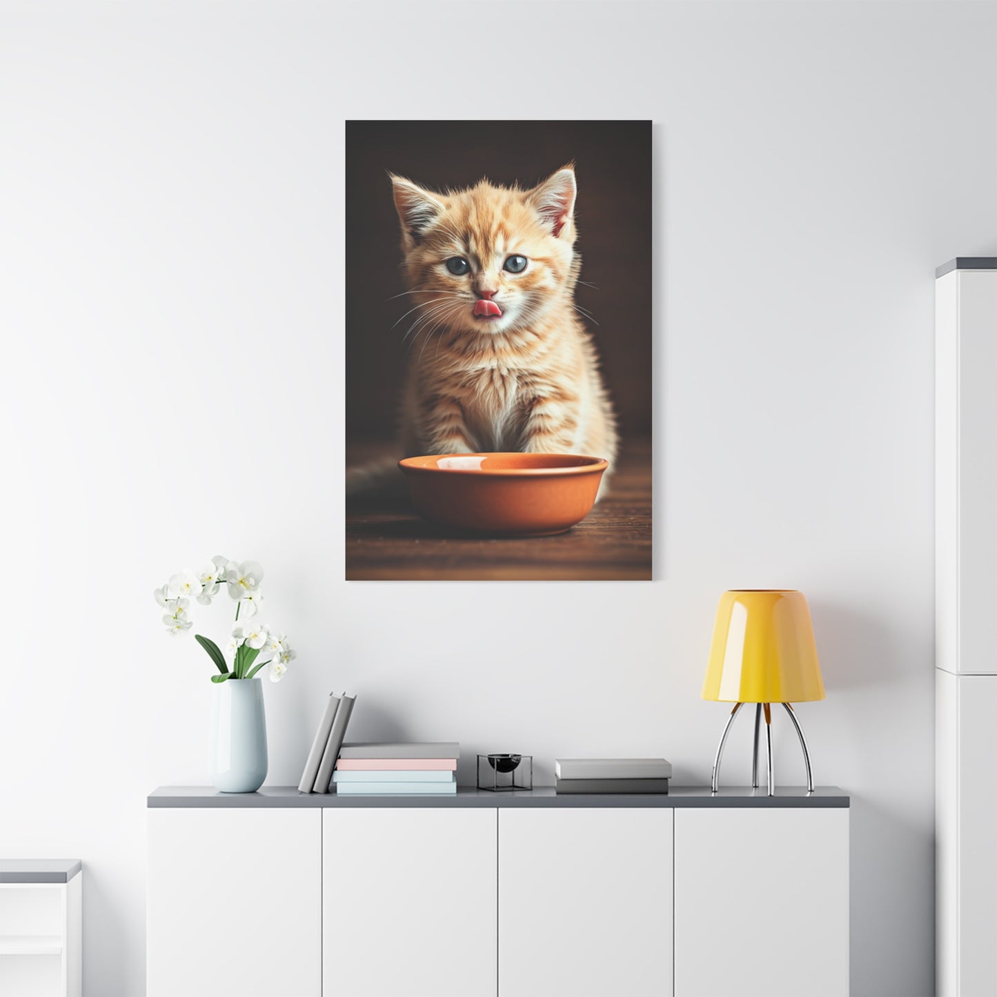 Hungry Kitten Moment Wall Art & Canvas Prints