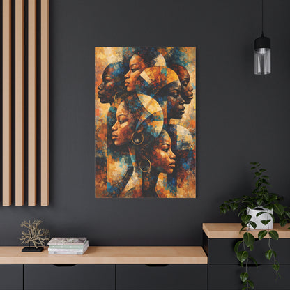 Abstract Overlapping African Profiles Wall Art & Canvas Print