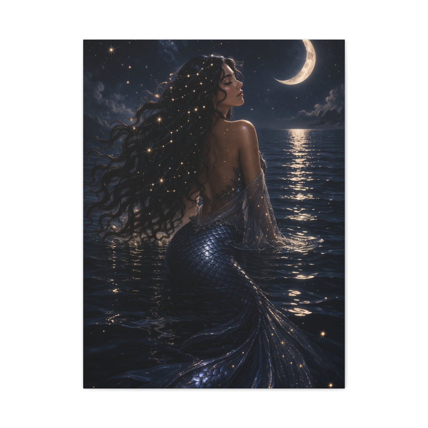 Celestial Moonlight Mermaid Dream Wall Art & Canvas Print