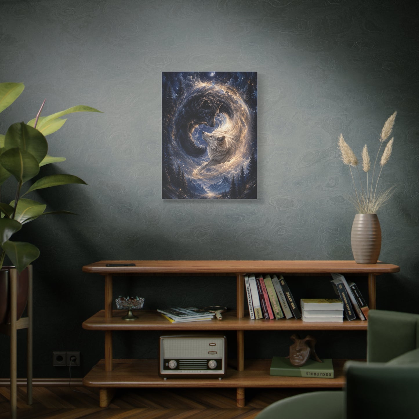 Celestial Wolf Pair Energy Vortex Wall Art & Canvas Print