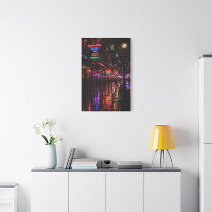 Bourbon Street Neon Rain Night Wall Art & Canvas Print