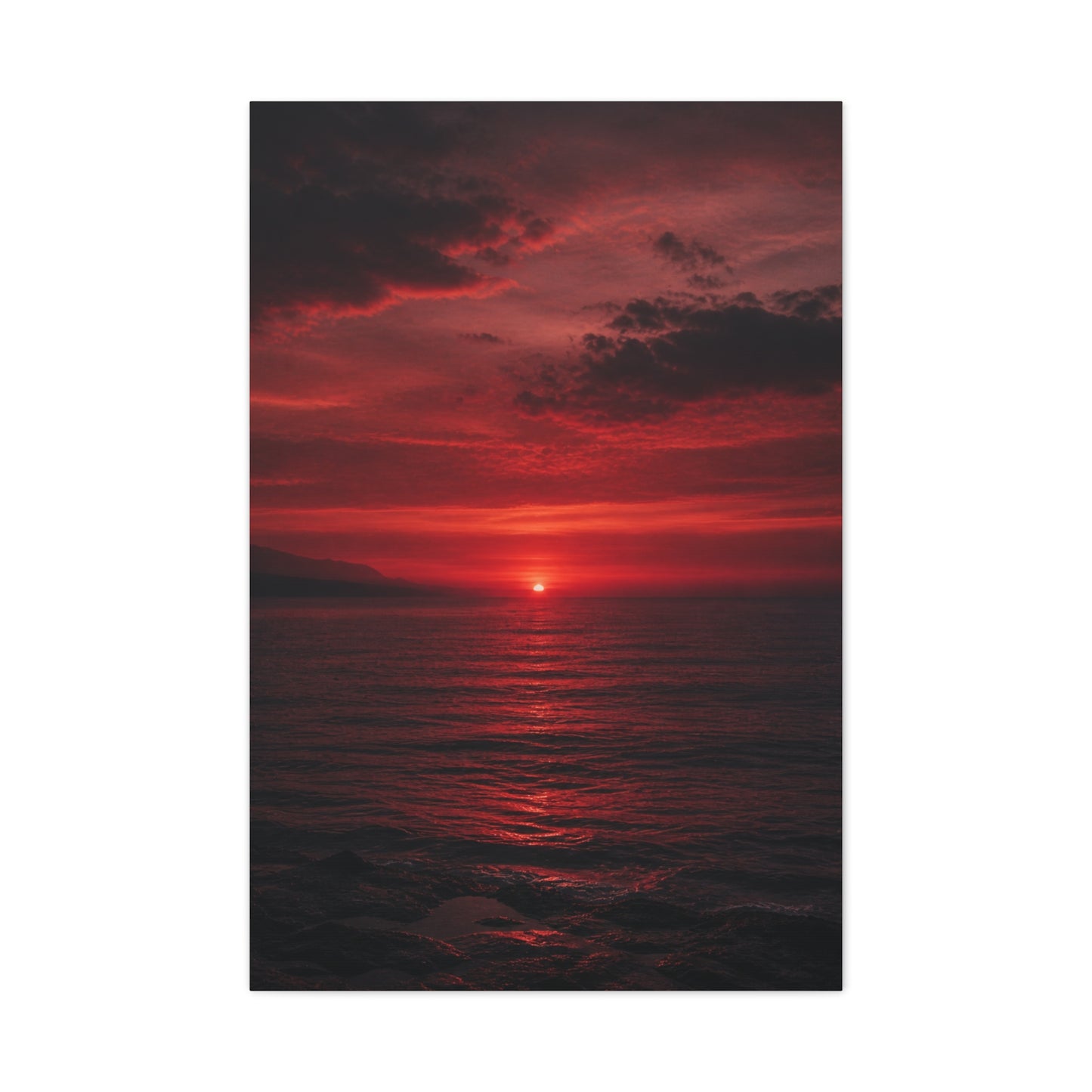 Crimson Sunset Seascape Wall Art & Canvas Print
