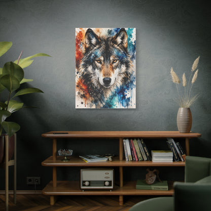 Watercolor Splash Wolf Expression Portrait Wall Art & Canvas Print