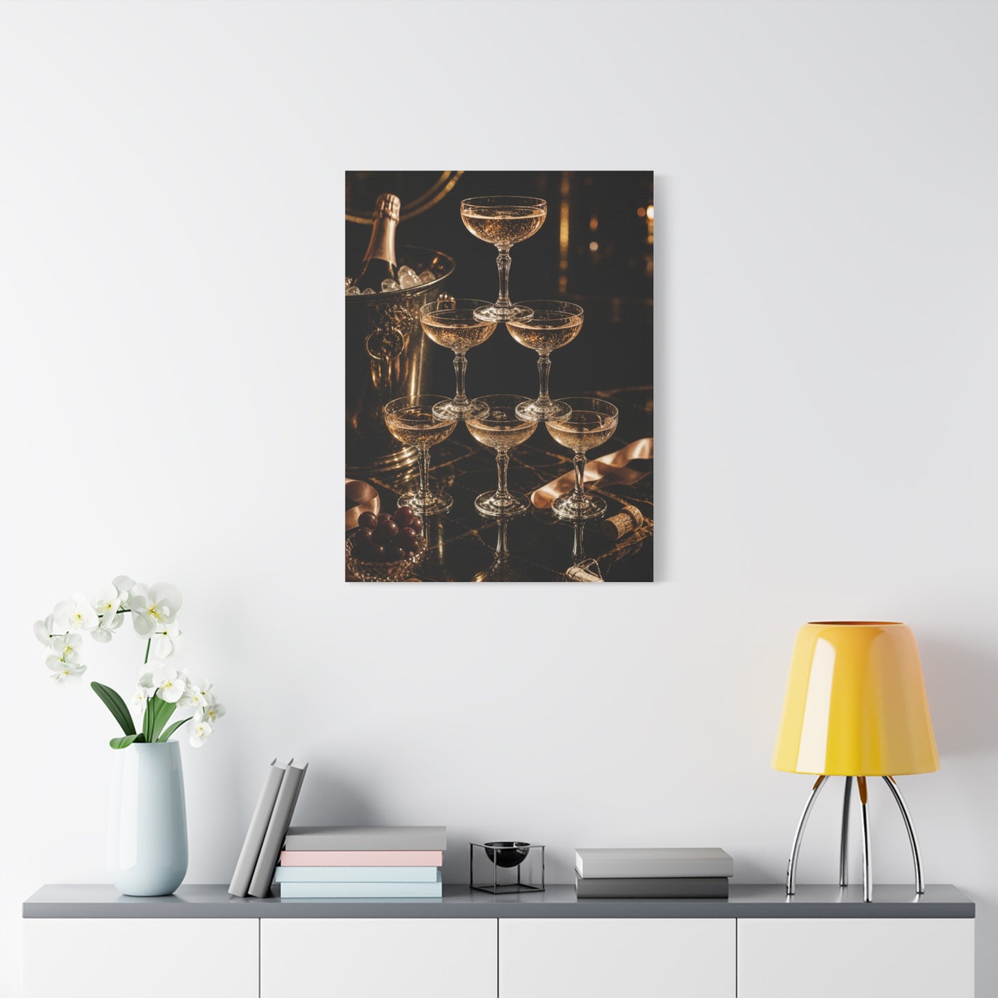 Champagne Coupe Tower Celebration Wall Art & Canvas Print