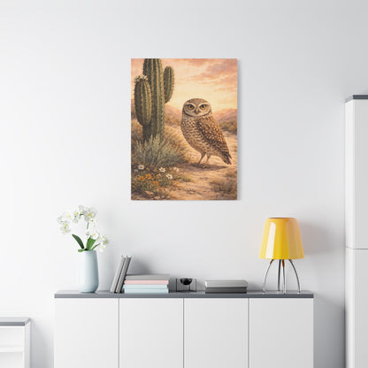 Desert Burrowing Owl Landscape Wall Art & Canvas Print