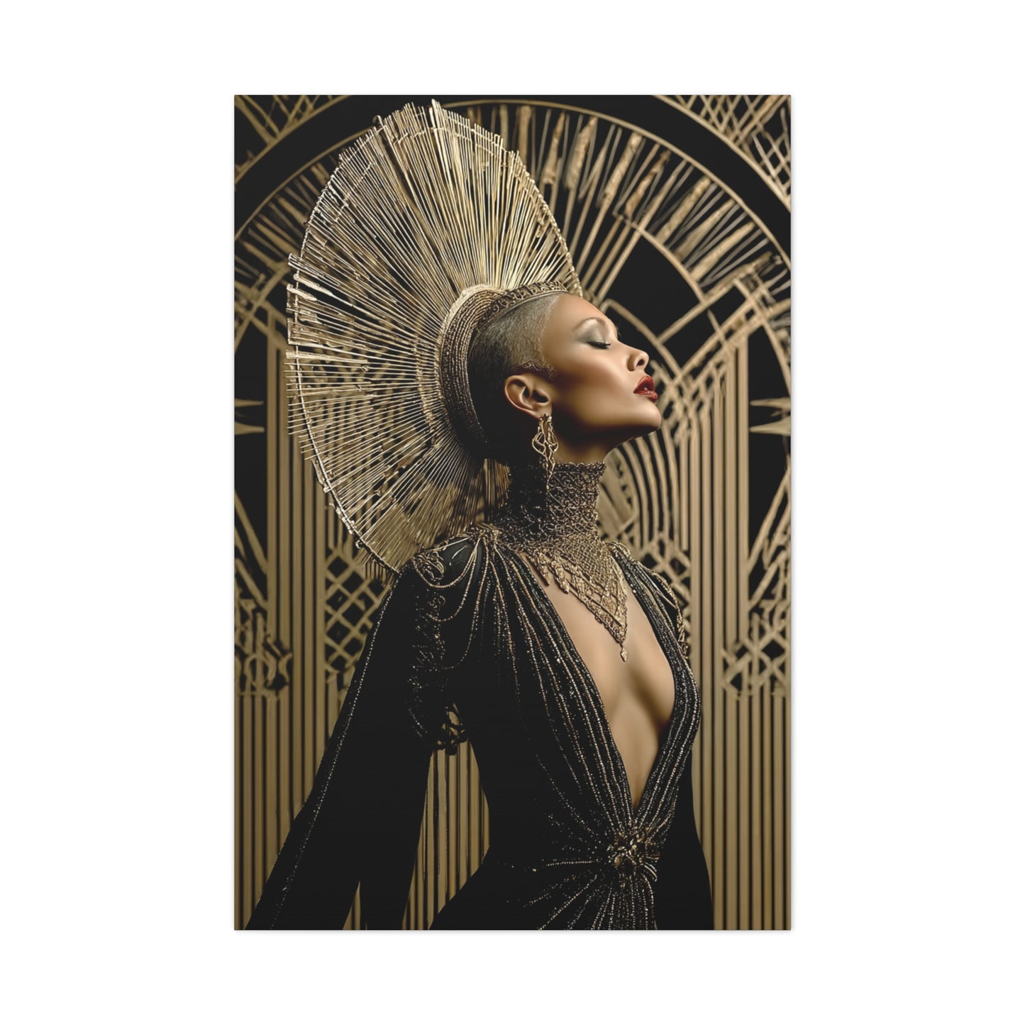 Art Deco Gold Muse Portrait Wall Art & Canvas Print