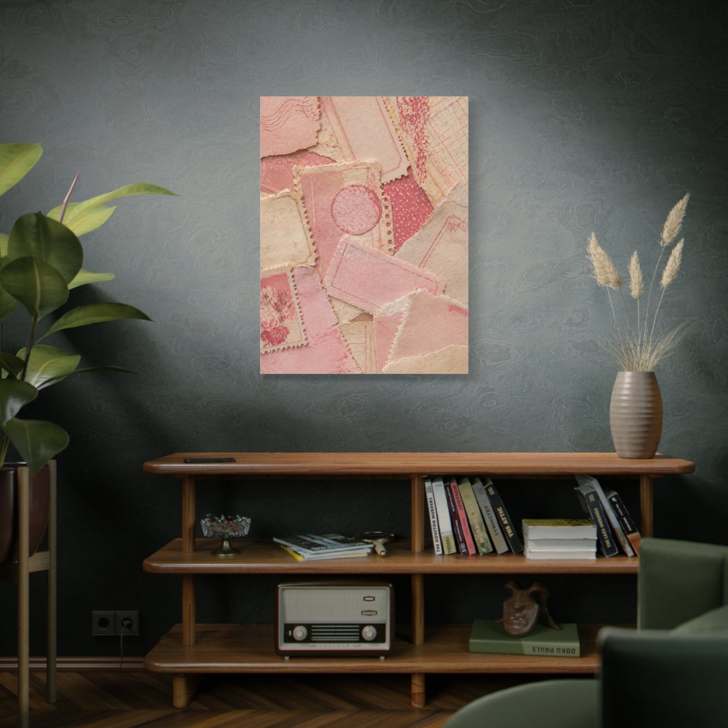 Vintage Pink Paper Collage Wall Art & Canvas Print