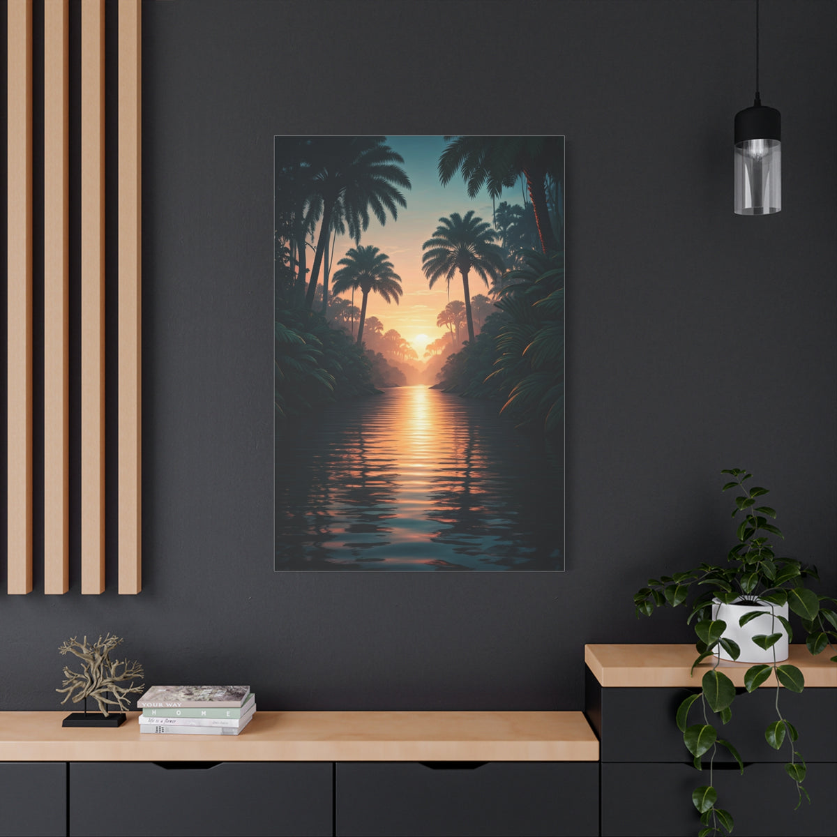 Tropical River Sunset Escape Wall Art & Canvas Prints