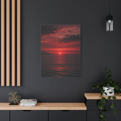 Crimson Sunset Seascape Wall Art & Canvas Print