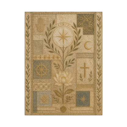 Interfaith Sacred Symbol Textile Wall Art & Canvas Print