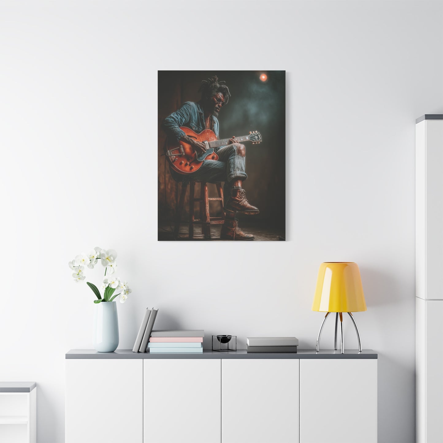 Acoustic Blues Session Portrait Wall Art & Canvas Print