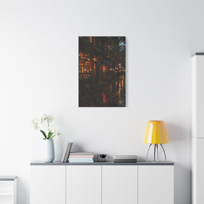 Greenwich Village Rainy Bookstore Scene Wall Art & Canvas Print