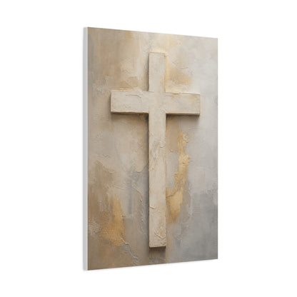 Minimal Ivory Christian Cross Wall Art & Canvas Print