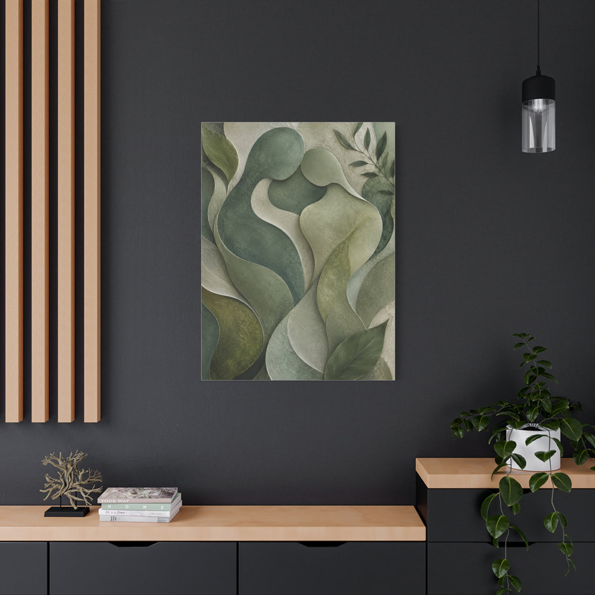 Biophilic Jade Embrace Abstract Wall Art & Canvas Print