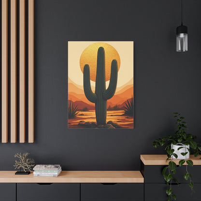 Golden Sun Desert Saguaro Landscape Wall Art & Canvas Prints