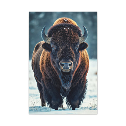 Winter American Bison in Snow Landscape Wall Art & Canvas Print