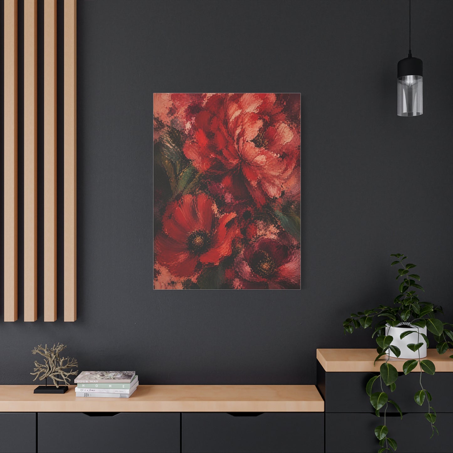 Red Impressionist Floral Composition Wall Art & Canvas Print