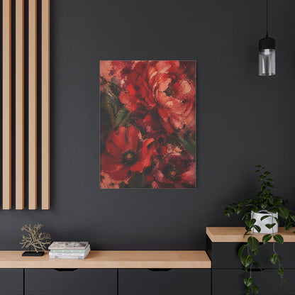 Red Impressionist Floral Composition Wall Art & Canvas Print