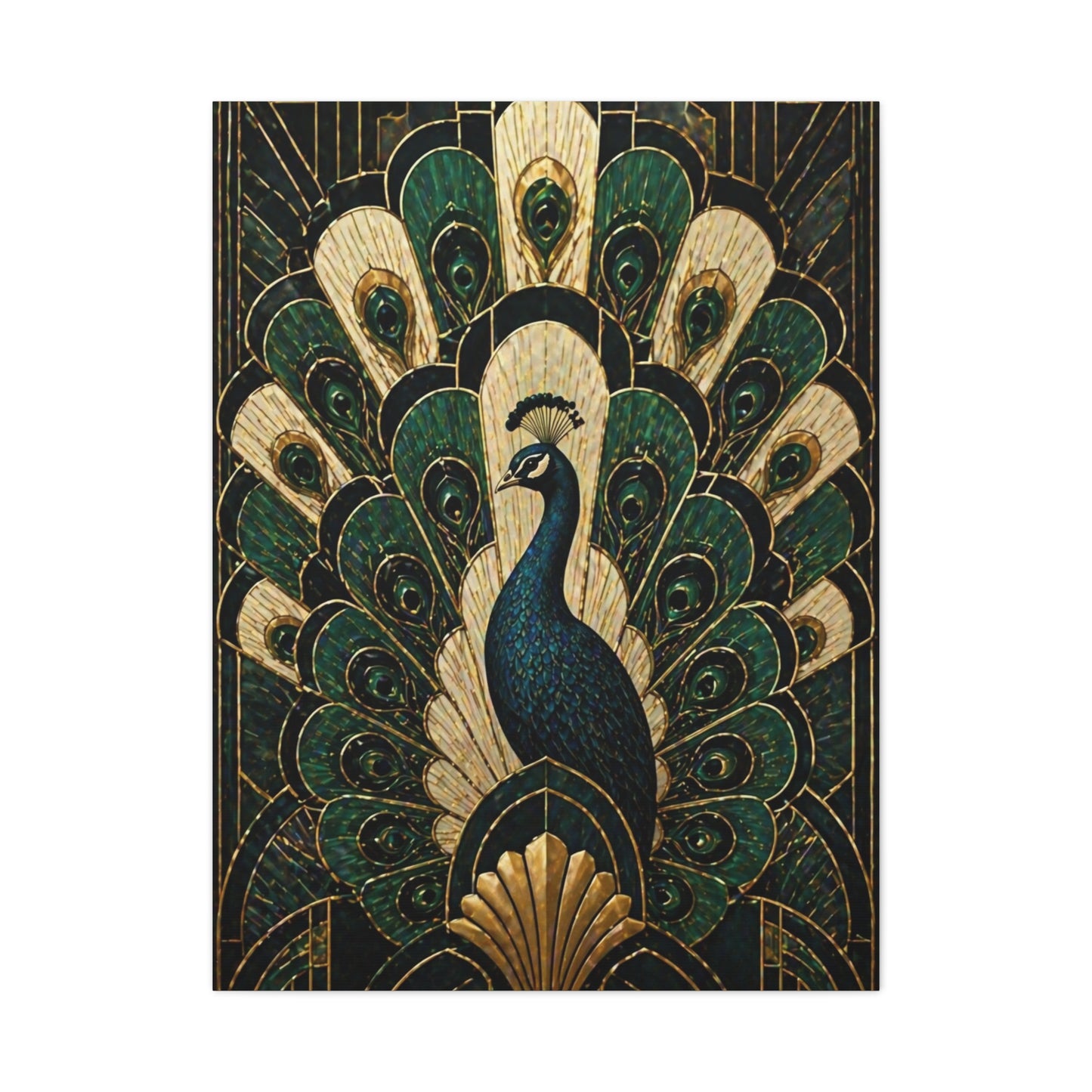 Art Deco Peacock Fan Composition Wall Art & Canvas Print