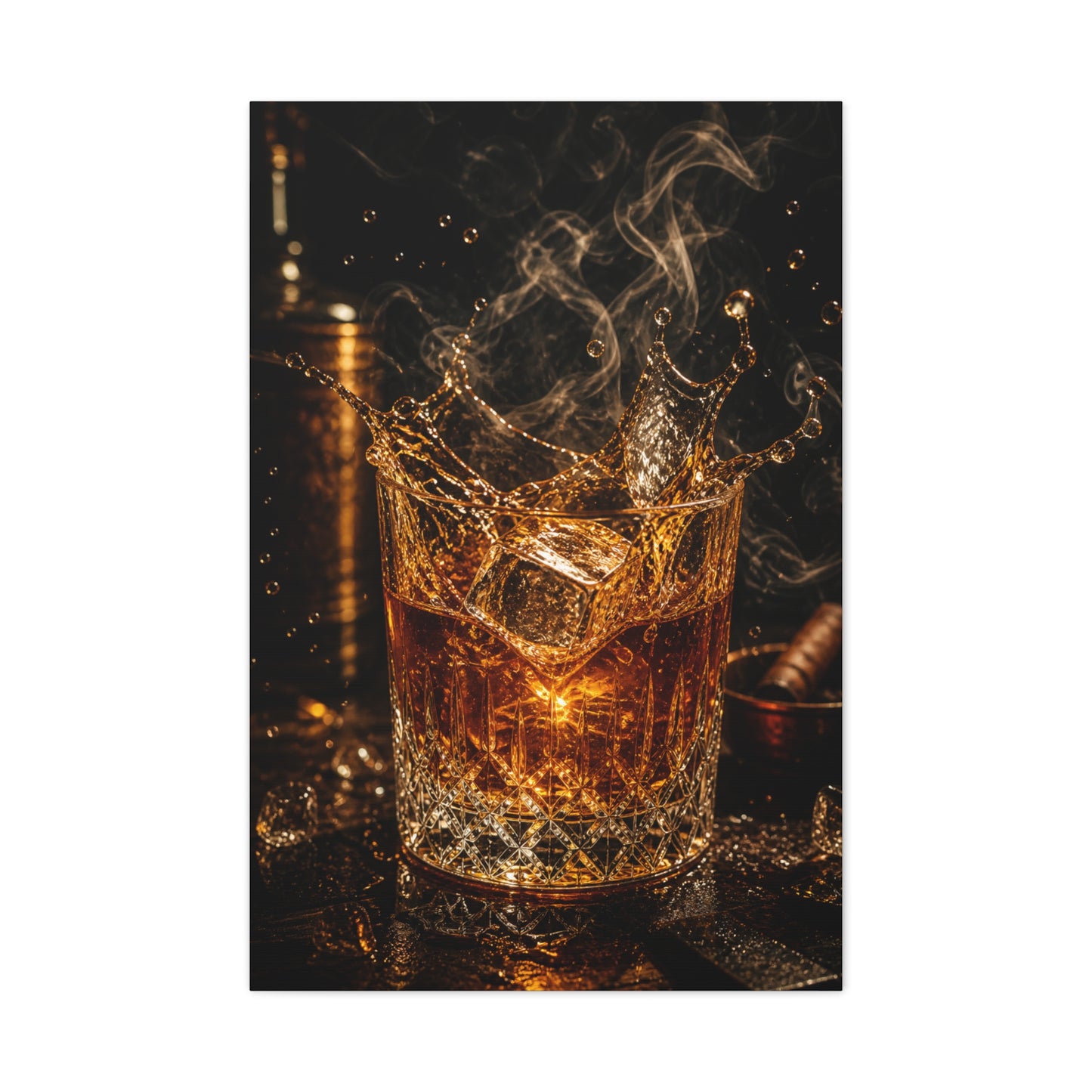 Whiskey Splash Crystal Tumbler Wall Art & Canvas Print