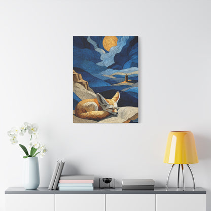 Sleeping Fox Moonlit Landscape Wall Art & Canvas Print