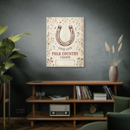 Rustic Horseshoe Folk Charm Poster Wall Art & Canvas Print