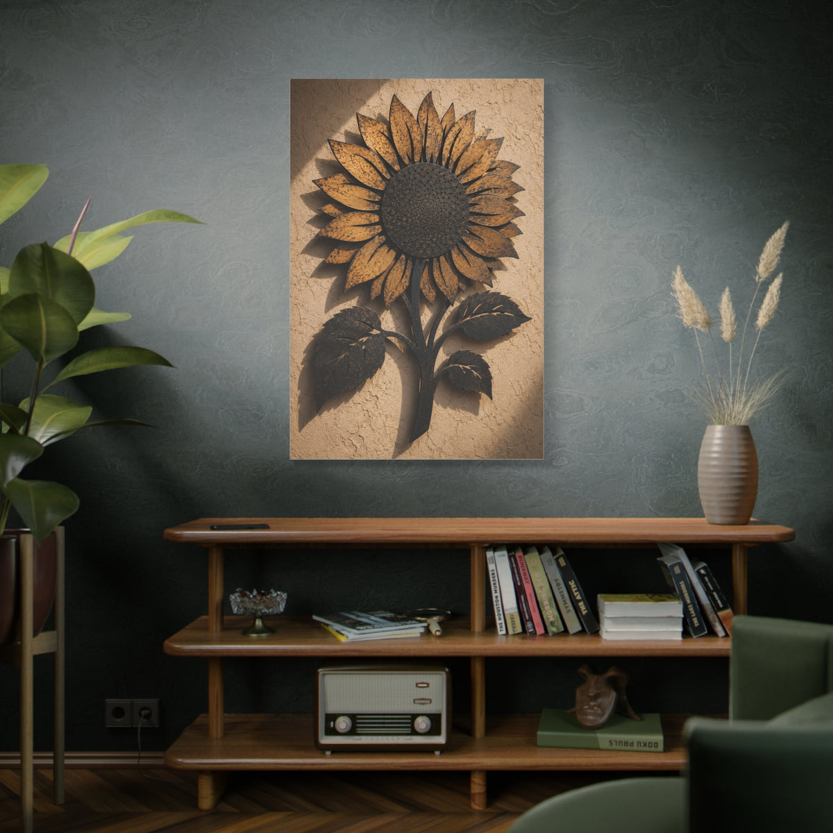 Rustic Iron Sunflower Wall Sculpture Wall Art & Canvas Print