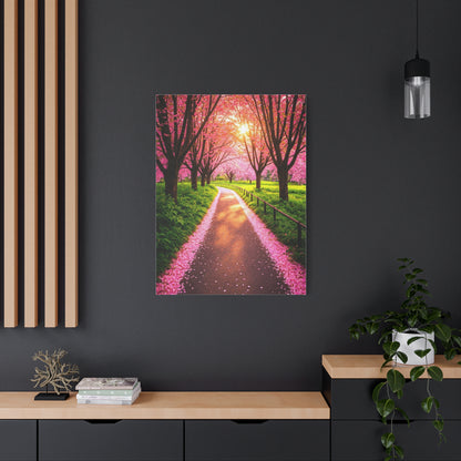 Sakura Forest Path With Sunlight Rays Wall Art & Canvas Prints