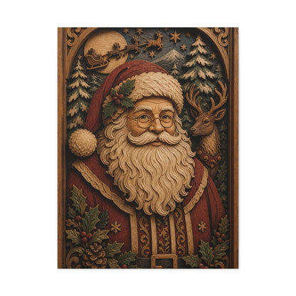 Layered Wooden Santa Relief Wall Art & Canvas Print