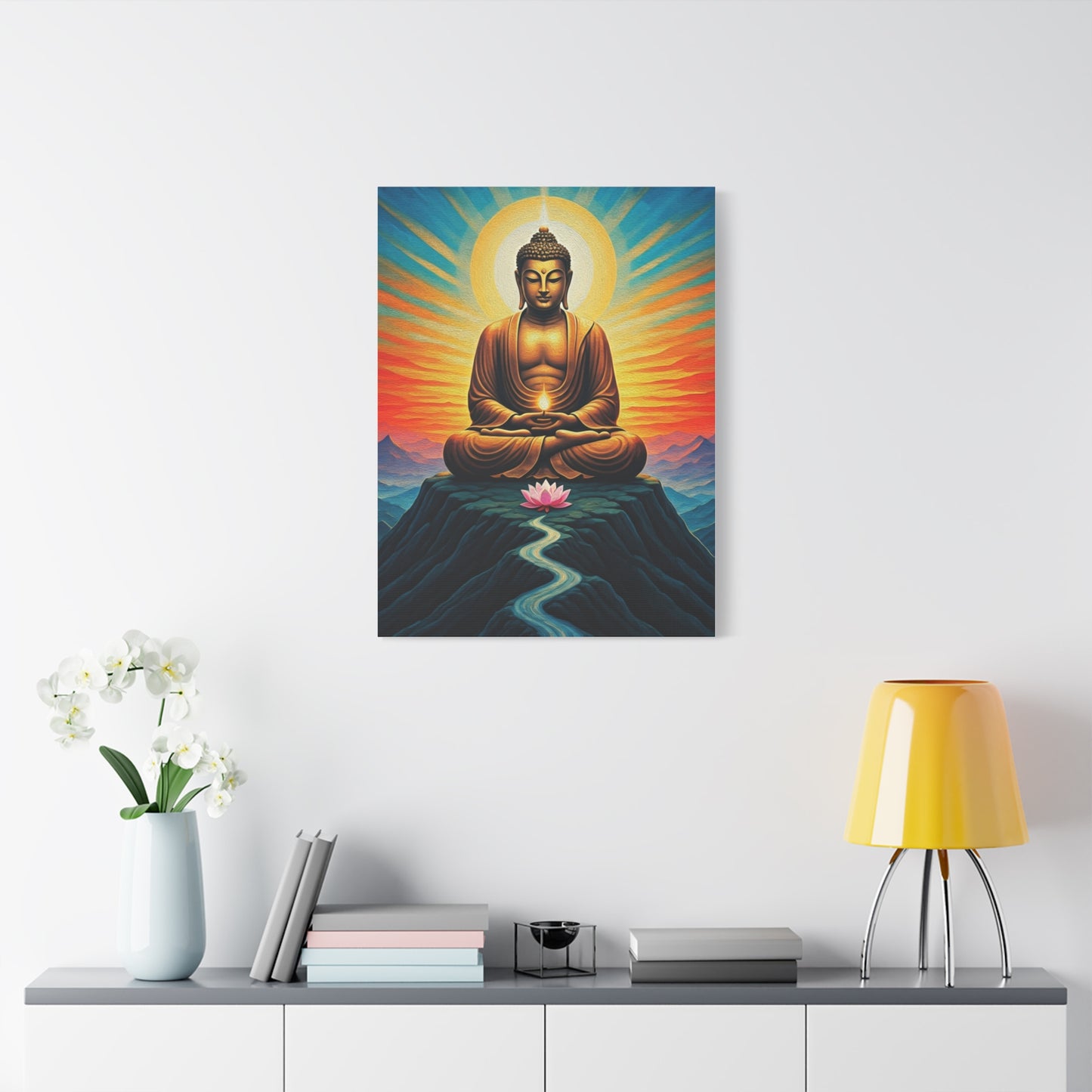 Meditative Buddha with Lotus Path
