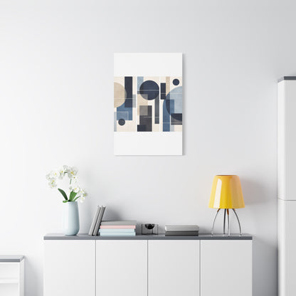 Navy Geometric Triptych Composition Wall Art & Canvas Print