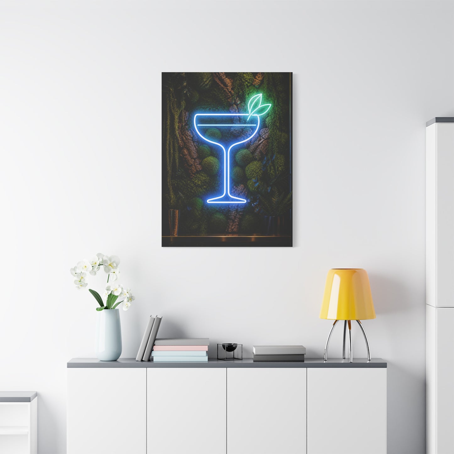 Moss Neon Cocktail Sculpture Wall Art & Canvas Print