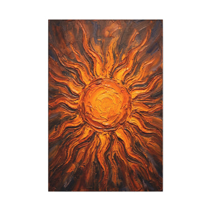 Fiery Impasto Sunburst Painting Wall Art & Canvas Print