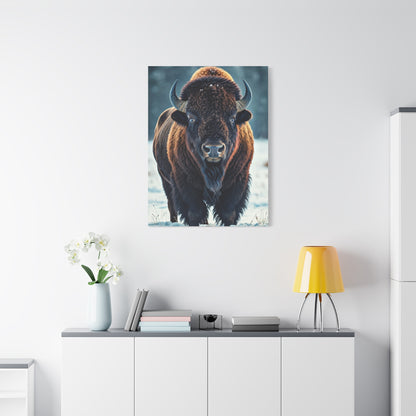 Winter American Bison in Snow Landscape Wall Art & Canvas Print