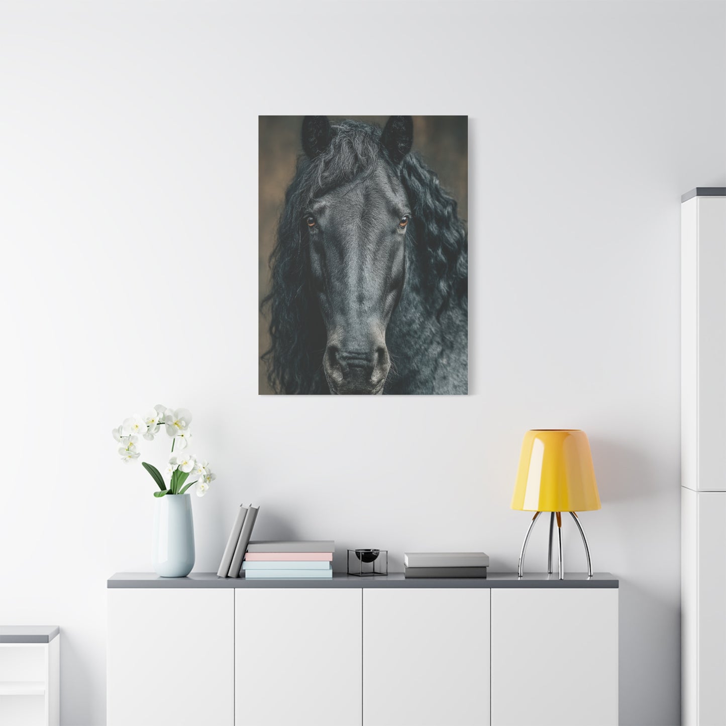 Black Horse Frontal Portrait Wall Art & Canvas Print