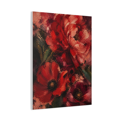 Red Impressionist Floral Composition Wall Art & Canvas Print