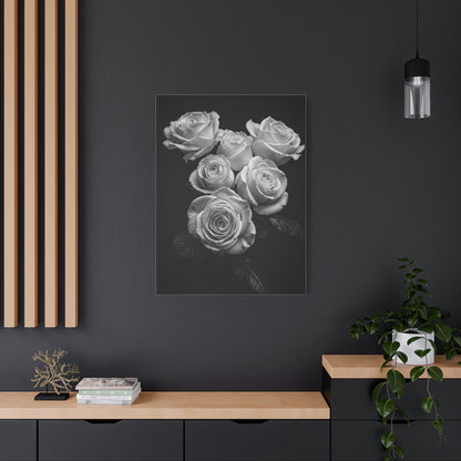 Classic White Rose Bouquet Monochrome Wall Art & Canvas Prints
