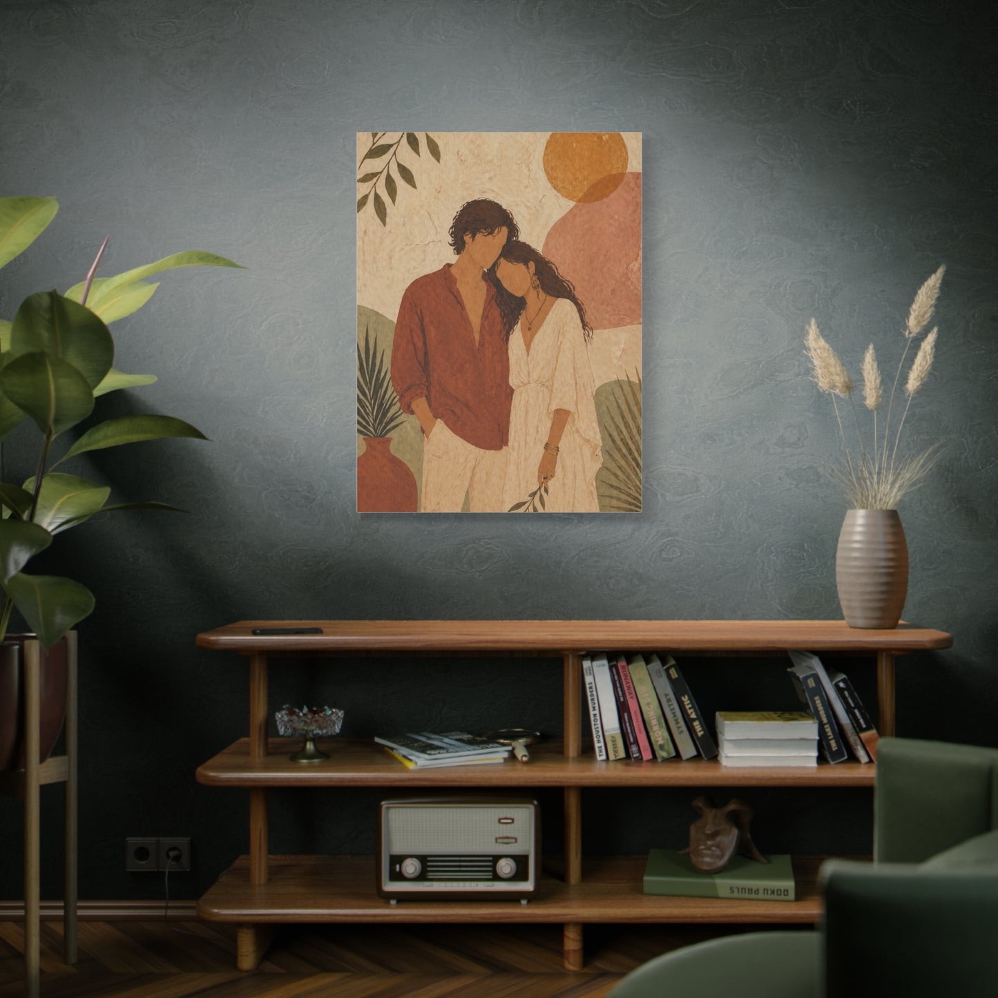 Bohemian Faceless Couple Portrait Wall Art & Canvas Print