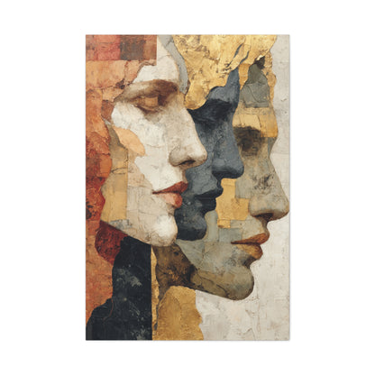 Multi Profile Textured Faces Composition Wall Art & Canvas Print