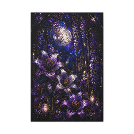 Stained Glass Violet Cathedral Garden Wall Art & Canvas Print