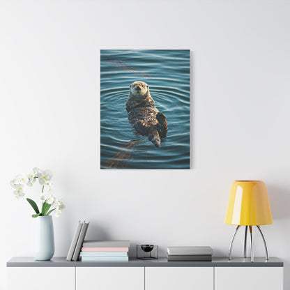 Otter Floating on Water Wall Art & Canvas Prints