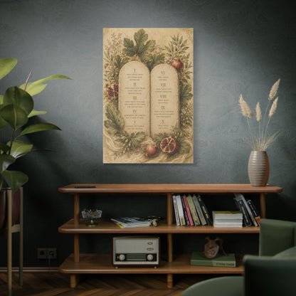 Ten Commandments Botanical Scripture Wall Art & Canvas Print