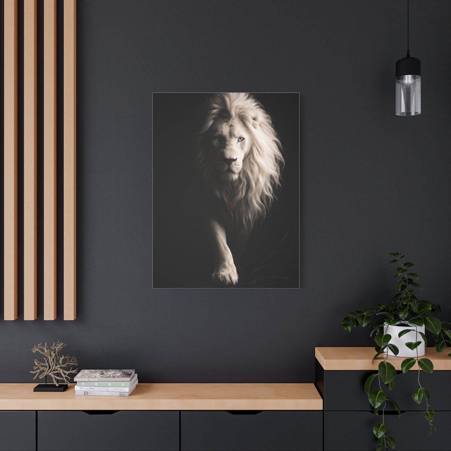 White Lion Shadow Walk Power Wall Art & Canvas Print
