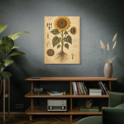 Vintage Botanical Sunflower Study Wall Art & Canvas Print